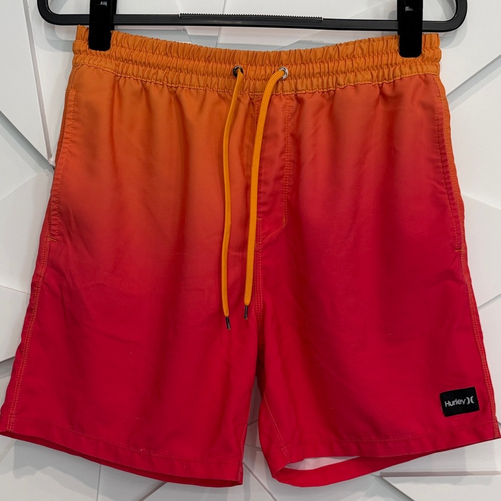 Hurley Men’s Orange to Red Ombre Swim Trunks
